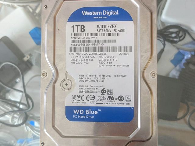 A Western Digital 1TB hard drive