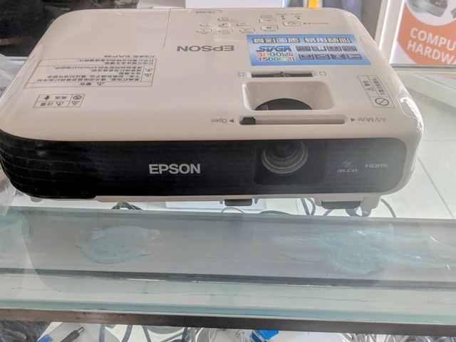 An Epson projector on the showroom counter